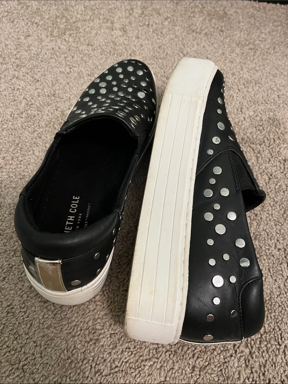 Kenneth Cole Black Slip-On Sneakers with Iridescent Studs - Picture 5 of 7
